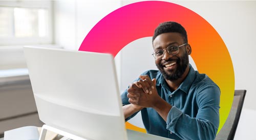 man in front of monitor